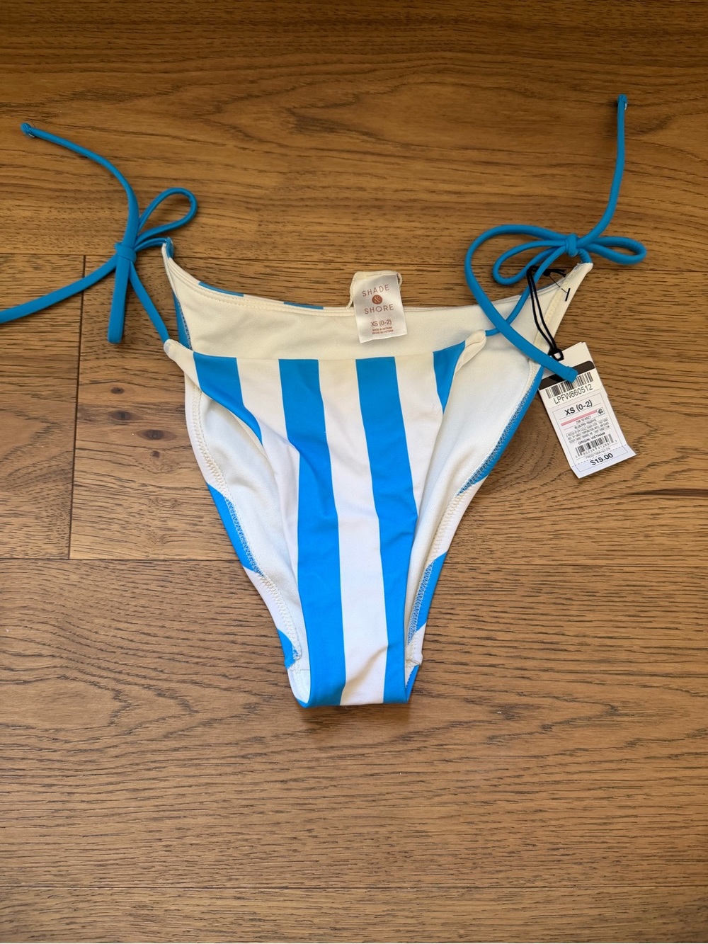 Shade & Shore NWT XS Blue White Stripe bikini swimsuit bottom